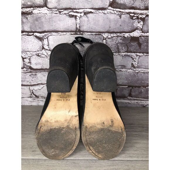 Rag & Bone Black Leather Ankle Back Zip Heel Booties Women Sz 39.5EU/9M US - Picture 13 of 16